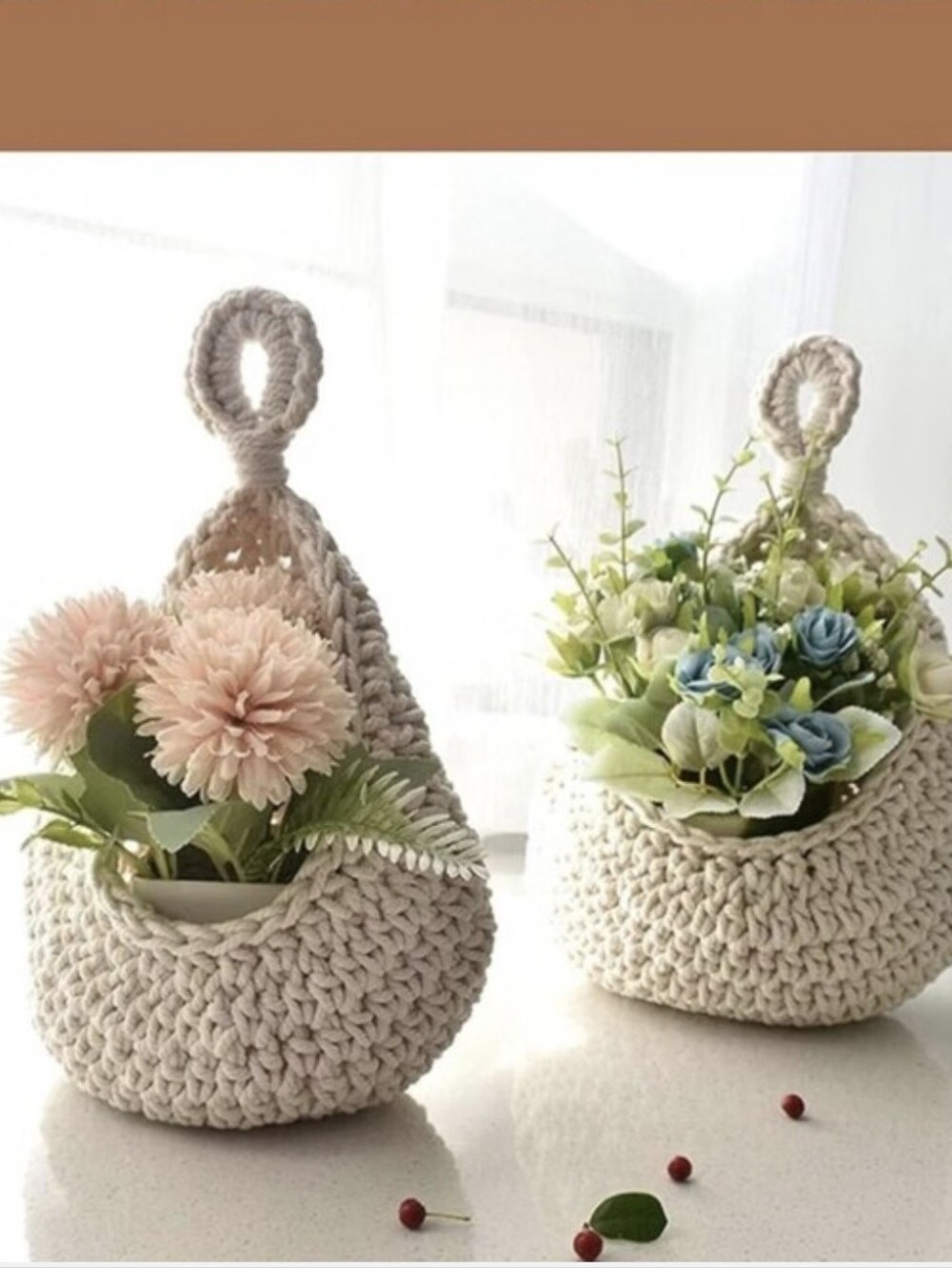 Handmade Crochet Hanging Basket